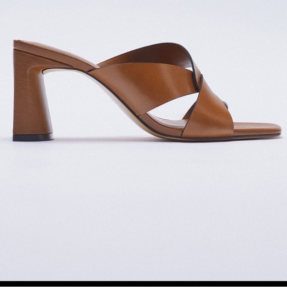 NWT Zara Leather Block Heel Sandals EU 40 / US Size 9 Airfit Technology SOLD OUT - Picture 10 of 12